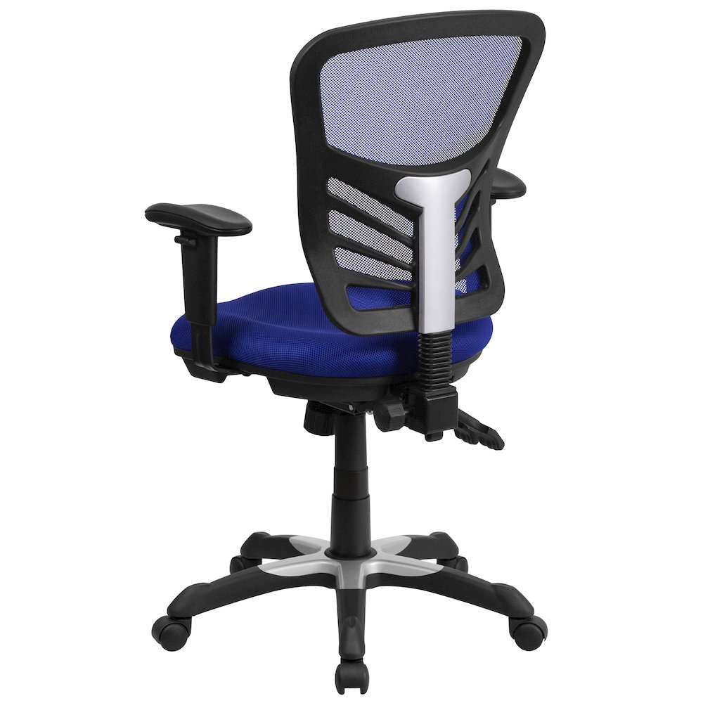 Mid-Back Blue Mesh Multifunction Executive Swivel Ergonomic Office Chair with Adjustable Arms