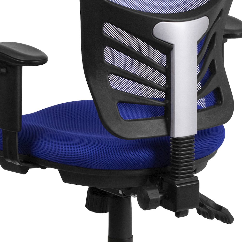 Mid-Back Blue Mesh Multifunction Executive Swivel Ergonomic Office Chair with Adjustable Arms