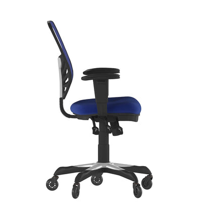Mid-Back Blue Mesh Multifunction Executive Swivel Office Chair and Roller Wheels
