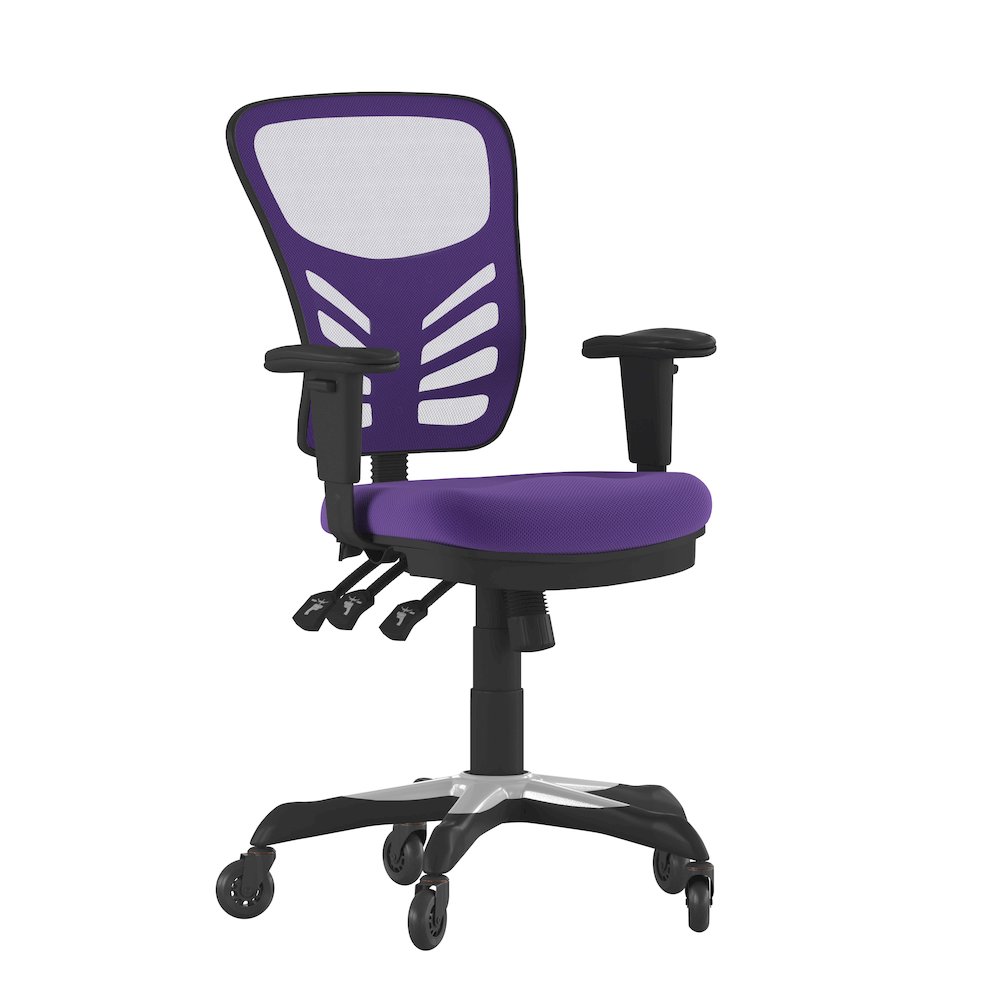 Mid-Back Purple Mesh Multifunction Executive Swivel Office Chair