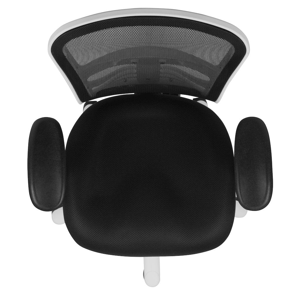 Mid-Back Black Mesh Multifunction Executive Swivel Office Chair and White Frame