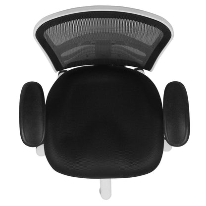 Mid-Back Black Mesh Multifunction Executive Swivel Office Chair and White Frame