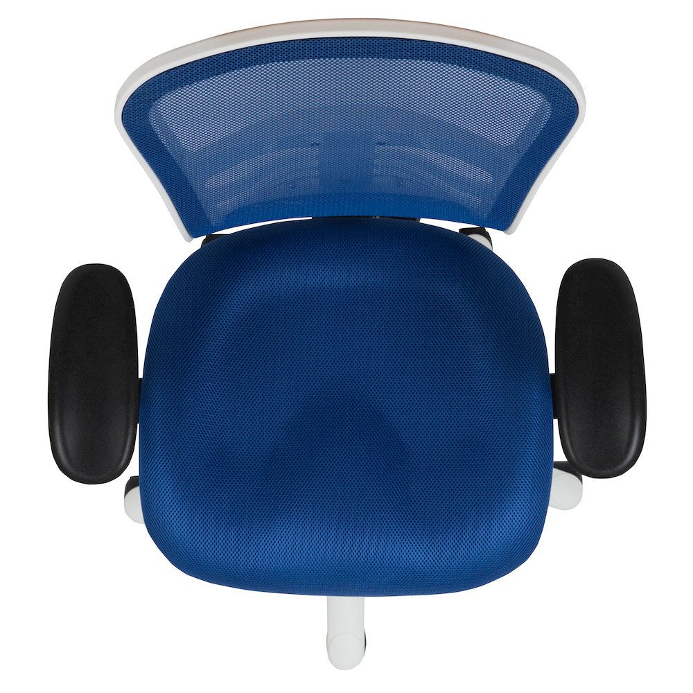 Mid-Back Blue Mesh Multifunction Executive Swivel Office Chair and White Frame