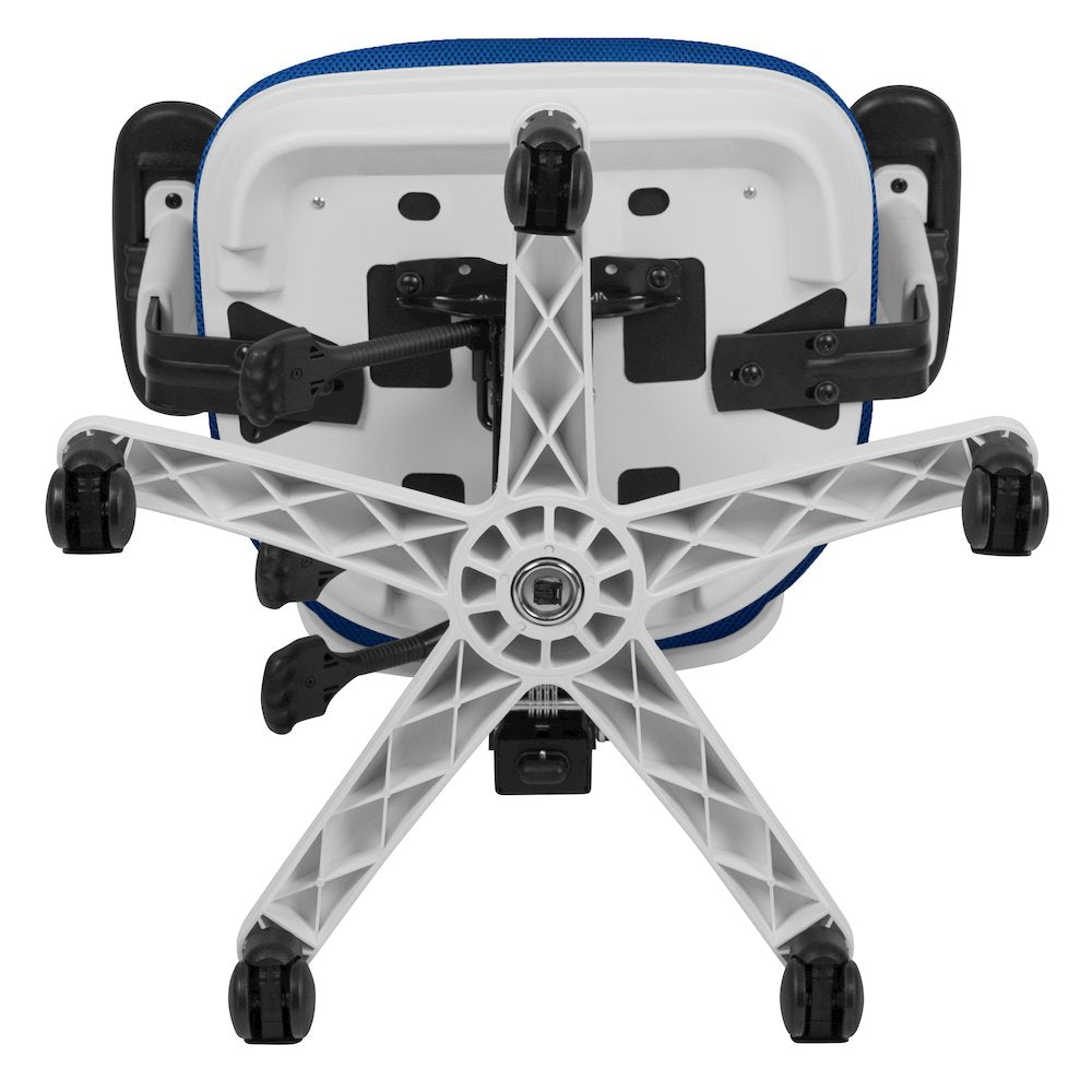 Mid-Back Blue Mesh Multifunction Executive Swivel Office Chair and White Frame