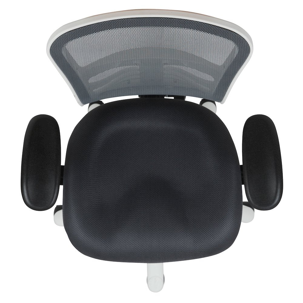 Mid-Back Dark Gray Mesh Swivel Office Chair and White Frame