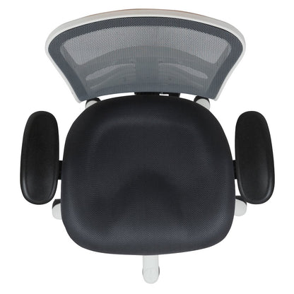 Mid-Back Dark Gray Mesh Swivel Office Chair and White Frame