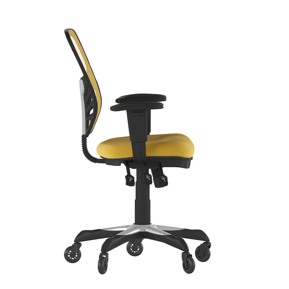Mid-Back Yellow-Orange Mesh Multifunction Executive Swivel Office Chair