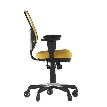 Mid-Back Yellow-Orange Mesh Multifunction Executive Swivel Office Chair