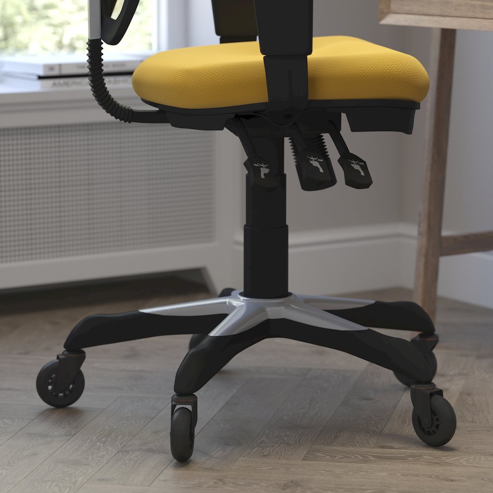 Mid-Back Yellow-Orange Mesh Multifunction Executive Swivel Office Chair