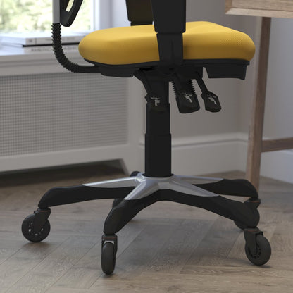 Mid-Back Yellow-Orange Mesh Multifunction Executive Swivel Office Chair