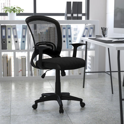 Mid-Back Designer Black Mesh Swivel Task Office Chair with Arms
