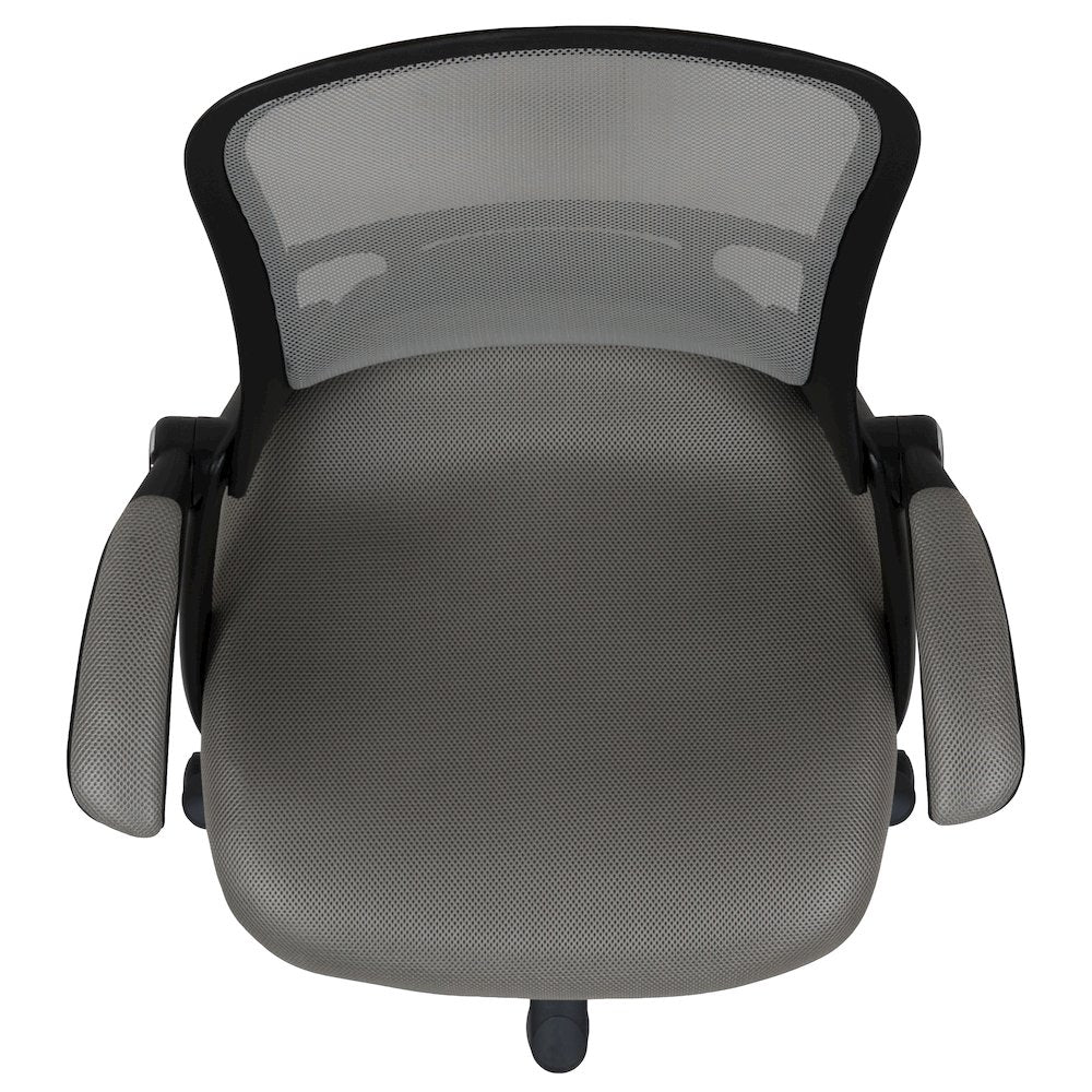 High Back Light Gray Mesh Swivel Office Chair with Black Frame and Flip-up Arms