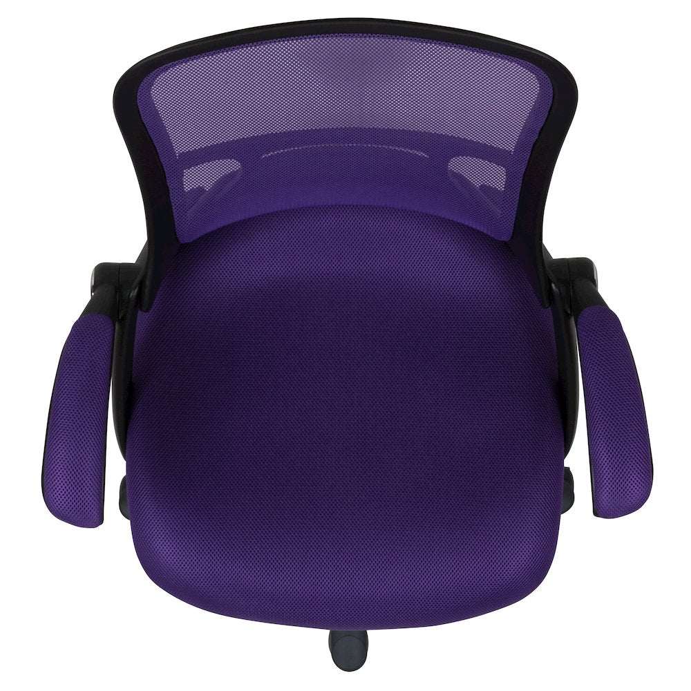 High Back Purple Mesh Swivel Office Chair with Black Frame and Flip-up Arms