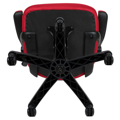 High Back Red Mesh Ergonomic Swivel Office Chair with Black Frame and Flip-up Arms