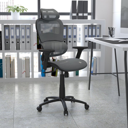 Mesh Office Chair with 2-to-1 Synchro-Tilt,  Adjustable Pivot Arms in Gray