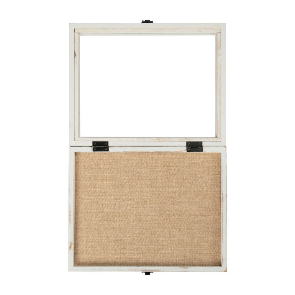Contemporary 11 x 14 Shadow Box Display Case with 8 Push Pins, White Wash
