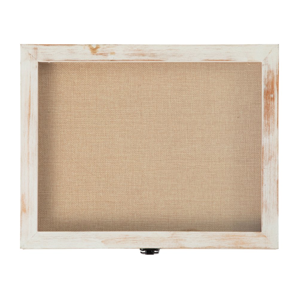 Contemporary 11 x 14 Shadow Box Display Case with 8 Push Pins, White Wash