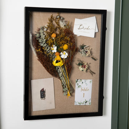 Contemporary 18 x 24 Shadow Box Display Case with 8 Push Pins, Black