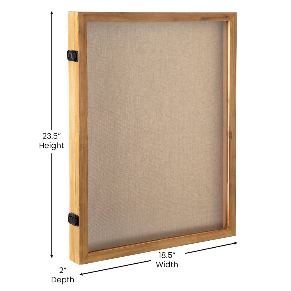 Contemporary 18 x 24 Shadow Box Display Case with 8 Push Pins, Weathered Brown