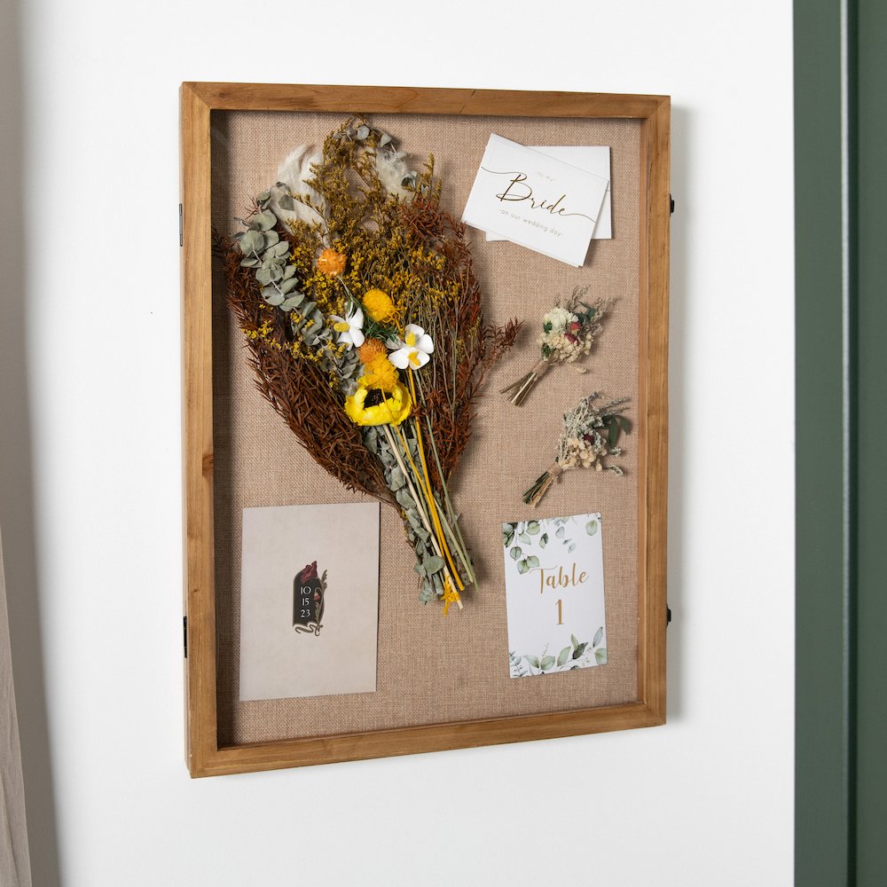 Contemporary 18 x 24 Shadow Box Display Case with 8 Push Pins, Weathered Brown
