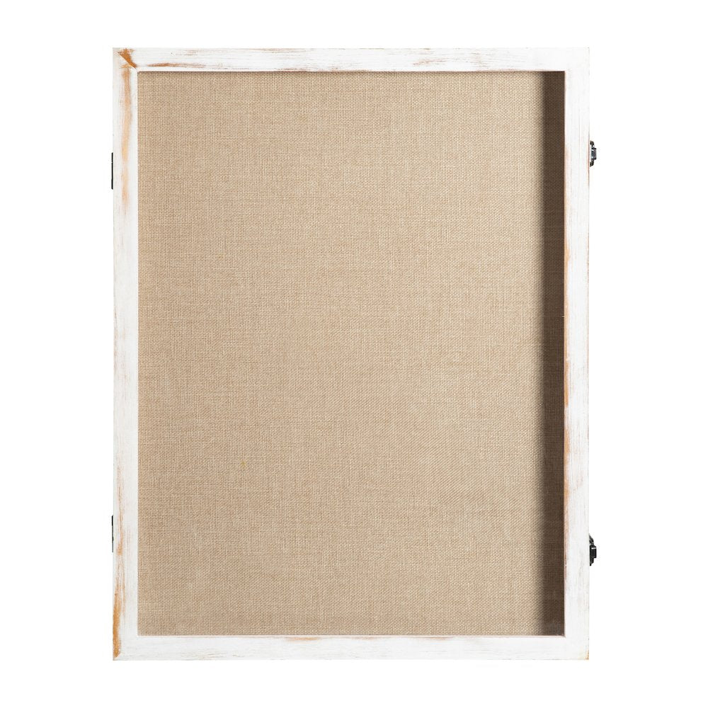 Contemporary 18 x 24 Shadow Box Display Case with 8 Push Pins, White Wash