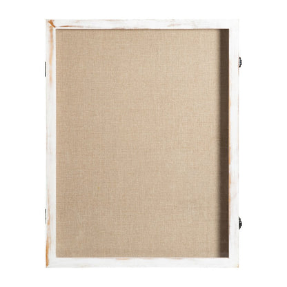 Contemporary 18 x 24 Shadow Box Display Case with 8 Push Pins, White Wash