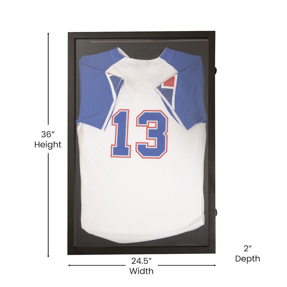 Contemporary 24 x 36 Lockable Jersey Display Case, Black