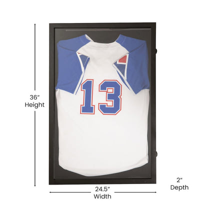 Contemporary 24 x 36 Lockable Jersey Display Case, Black