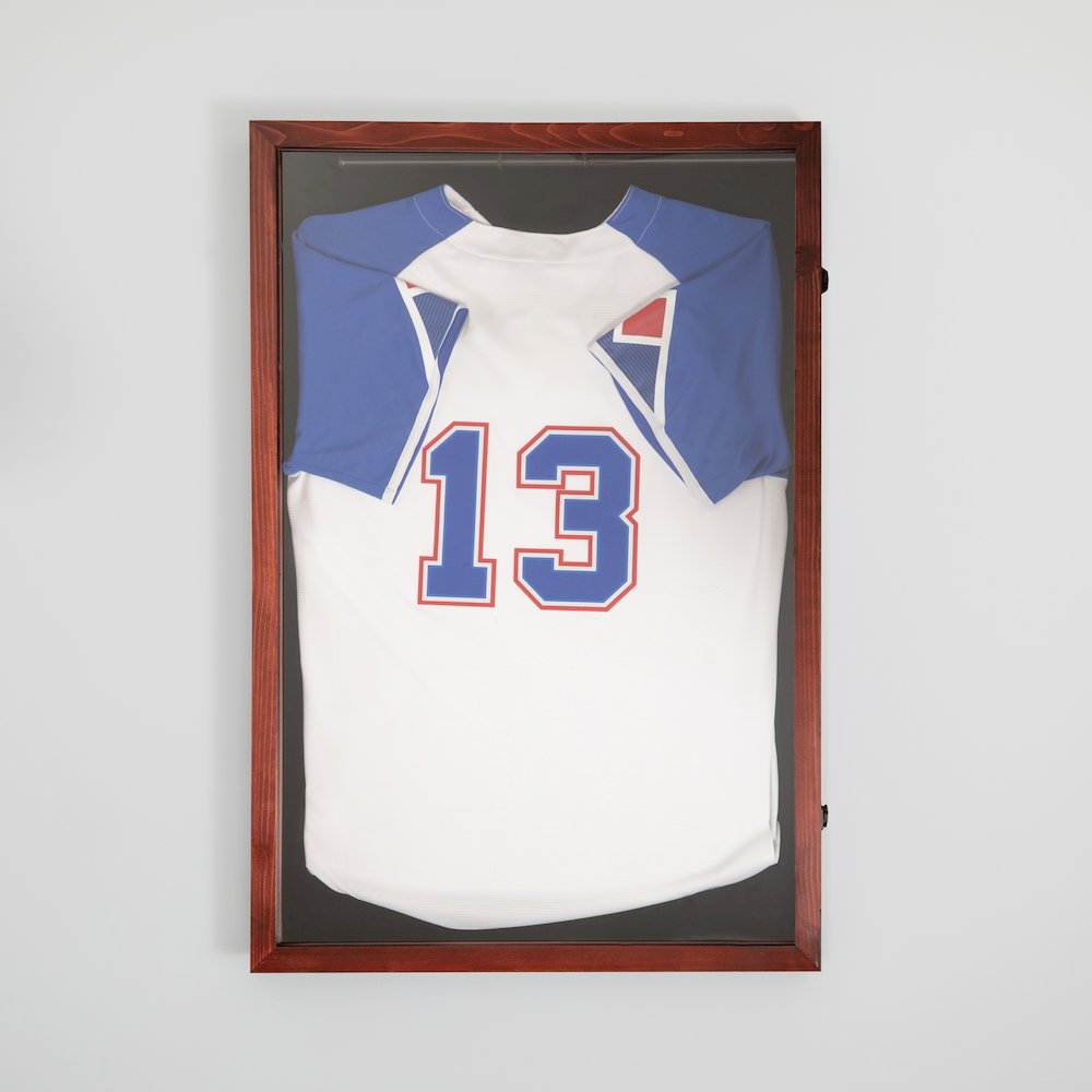 Contemporary 24 x 36 Lockable Jersey Display Case, Mahogany