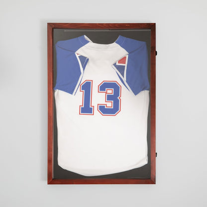 Contemporary 24 x 36 Lockable Jersey Display Case, Mahogany
