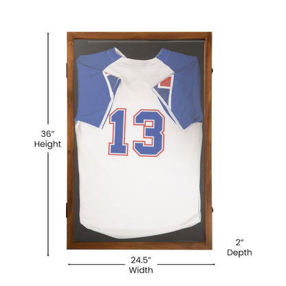 Contemporary 24 x 36 Lockable Jersey Display Case, Rustic Brown