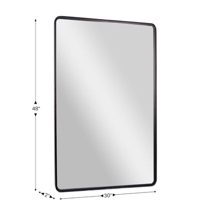 Ava 48" x 30" Metal Deep Framed Wall Mirror - Large Accent Mirror, Black