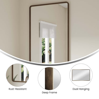 Ava 48" x 30" Metal Deep Framed Wall Mirror - Large Accent Mirror, Bronze