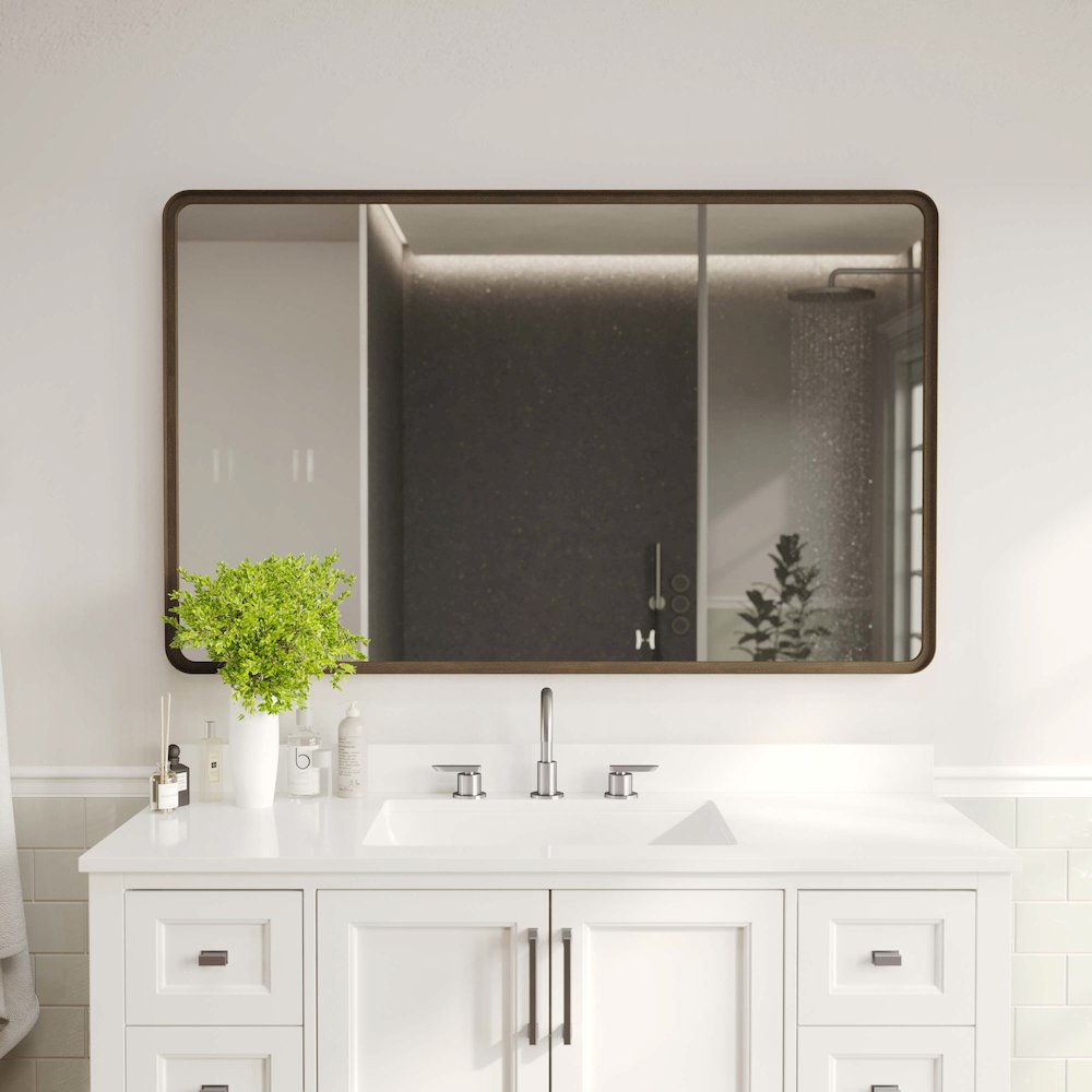 Ava 48" x 30" Metal Deep Framed Wall Mirror - Large Accent Mirror, Bronze