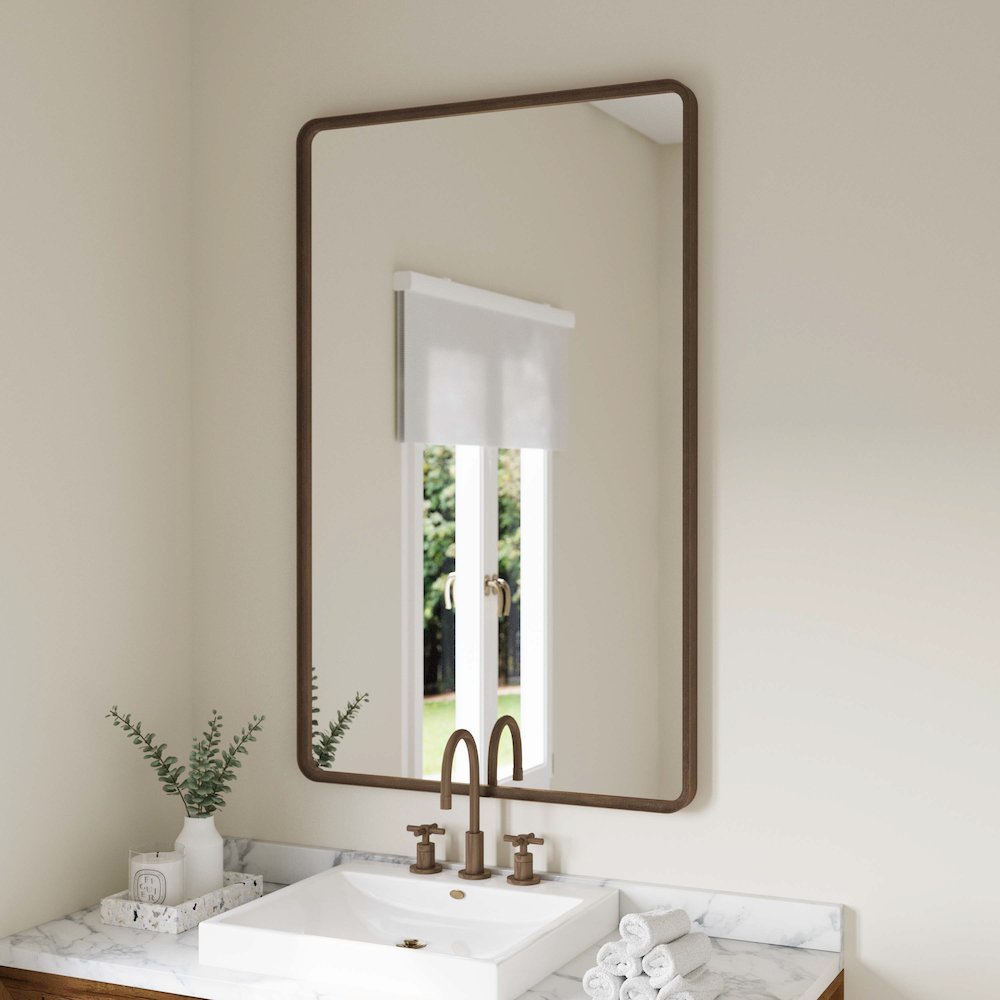 Ava 48" x 30" Metal Deep Framed Wall Mirror - Large Accent Mirror, Bronze