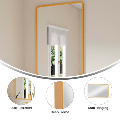 Ava 48" x 30" Metal Deep Framed Wall Mirror - Large Accent Mirror, Gold