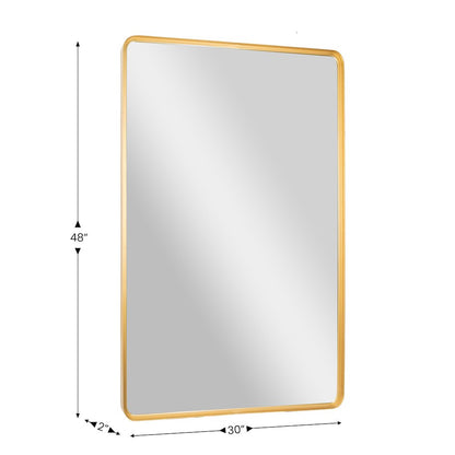 Ava 48" x 30" Metal Deep Framed Wall Mirror - Large Accent Mirror, Gold