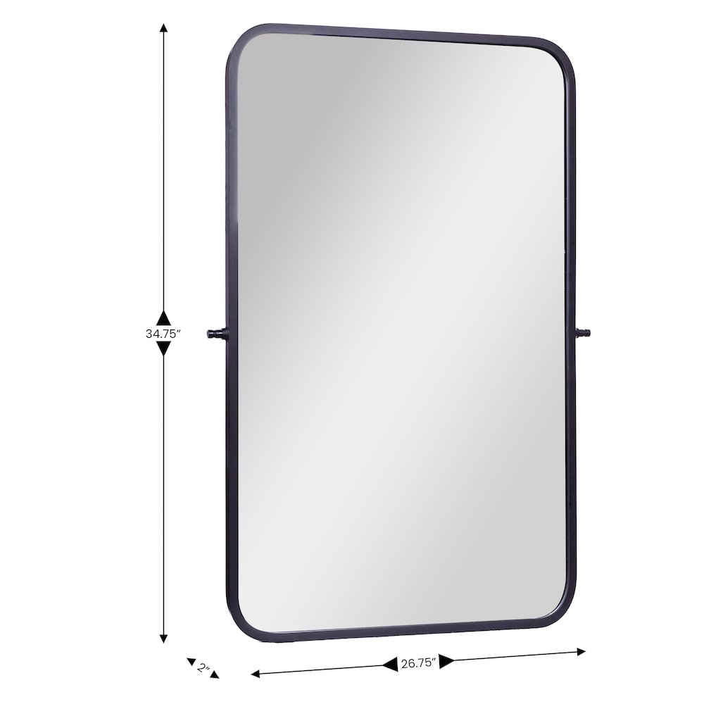 Finlay 35" x 27" Metal Pivot Wall Mirror - Large Accent Vanity Mirror, Black