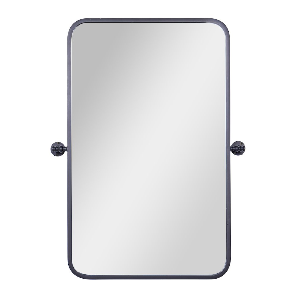 Finlay 35" x 27" Metal Pivot Wall Mirror - Large Accent Vanity Mirror, Black