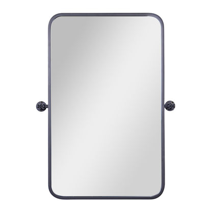Finlay 35" x 27" Metal Pivot Wall Mirror - Large Accent Vanity Mirror, Black