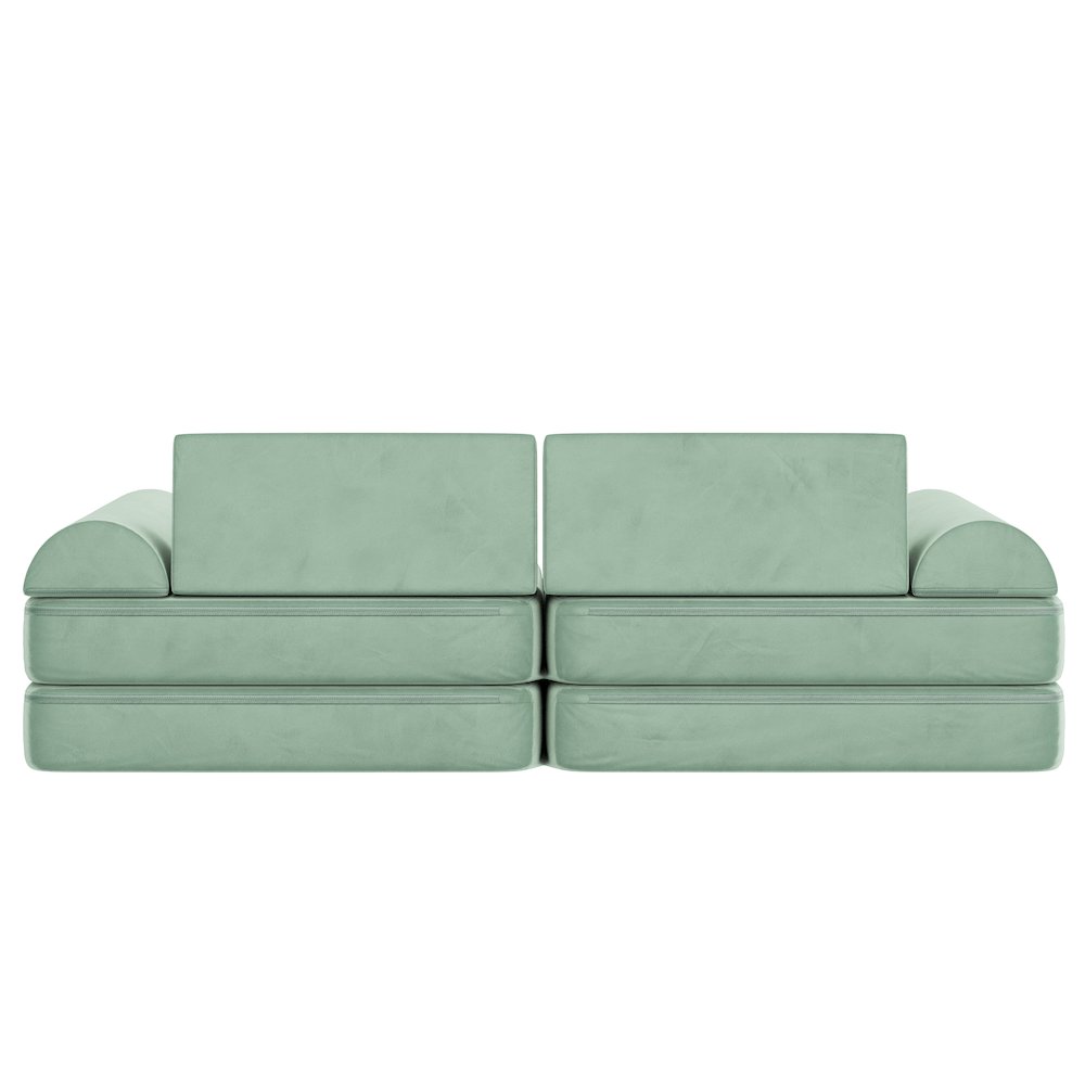 56" Modular Kids Play Couch with 6 Soft Foam Sectional Sofa Pieces in Sage