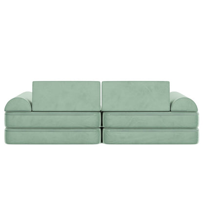 56" Modular Kids Play Couch with 6 Soft Foam Sectional Sofa Pieces in Sage