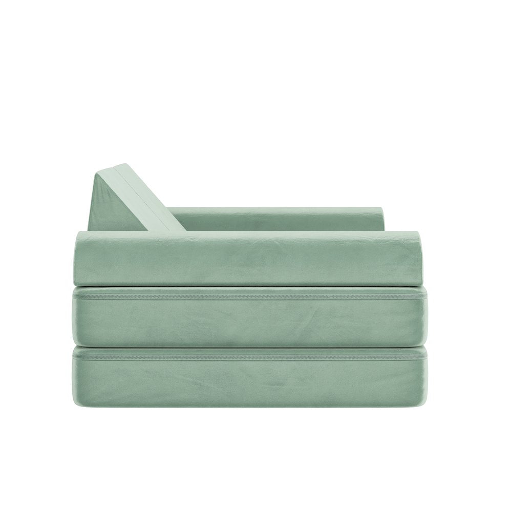56" Modular Kids Play Couch with 6 Soft Foam Sectional Sofa Pieces in Sage