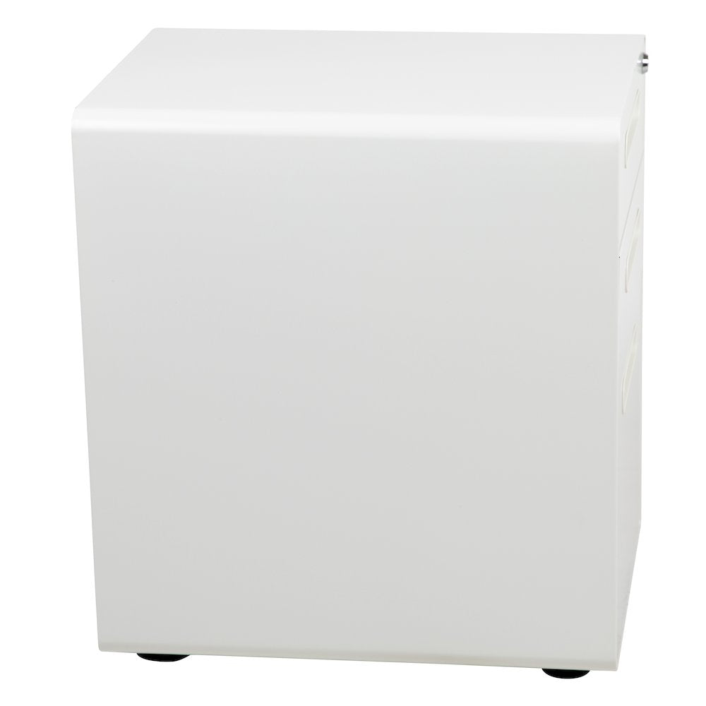 Ergonomic 3-Drawer Mobile Locking Filing Cabinet with Anti-Tilt Mechanism and Hanging Drawer for Legal & Letter Files, White