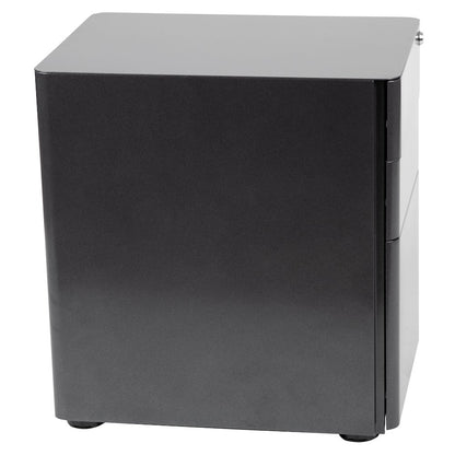 Modern 3-Drawer Mobile Locking Filing Cabinet with Anti-Tilt Mechanism and Hanging Drawer for Legal & Letter Files, Black