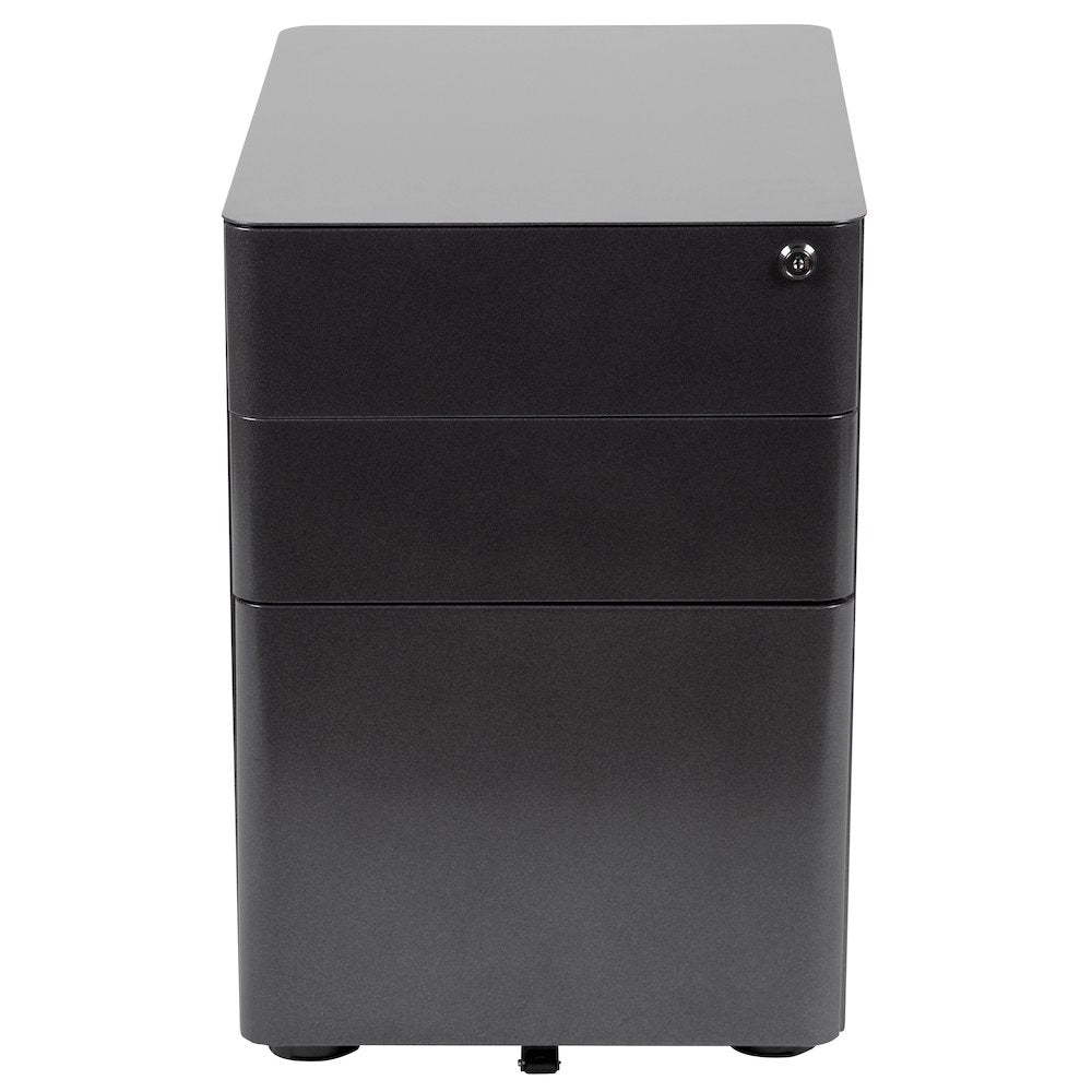 3-Drawer Mobile Locking Filing Cabinet with Anti-Tilt Mechanism, Black