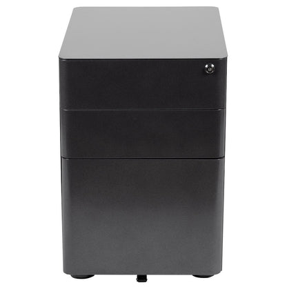 3-Drawer Mobile Locking Filing Cabinet with Anti-Tilt Mechanism, Black