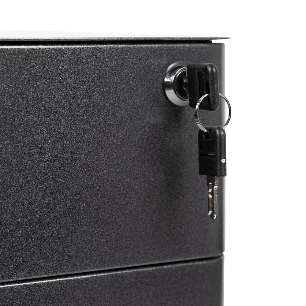 3-Drawer Mobile Locking Filing Cabinet with Anti-Tilt Mechanism, Black