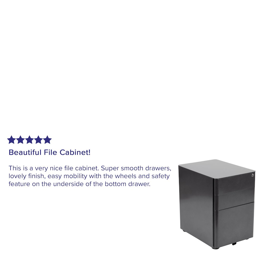 3-Drawer Mobile Locking Filing Cabinet with Anti-Tilt Mechanism, Black