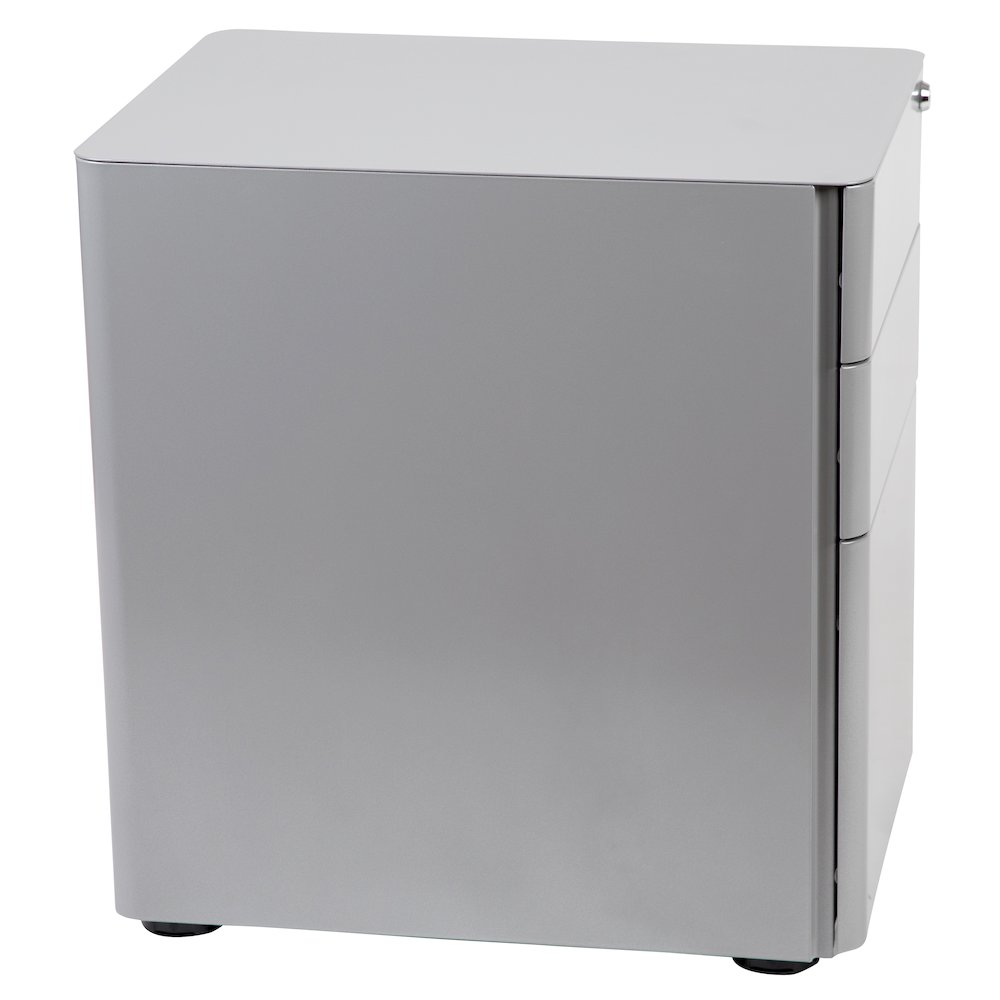 Modern 3-Drawer Mobile Locking Filing Cabinet with Anti-Tilt Mechanism and Hanging Drawer for Legal & Letter Files, Gray